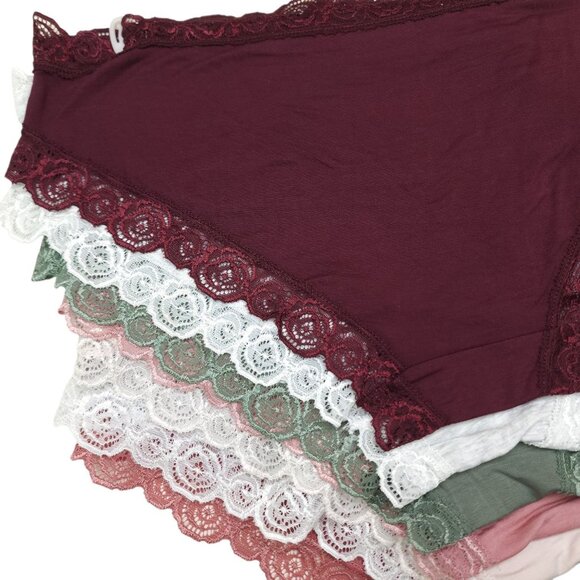 Laura Ashley Womens Lace Trim Bikini Panties 7-Pack XL Super Soft Rayon Spandex - Picture 13 of 15